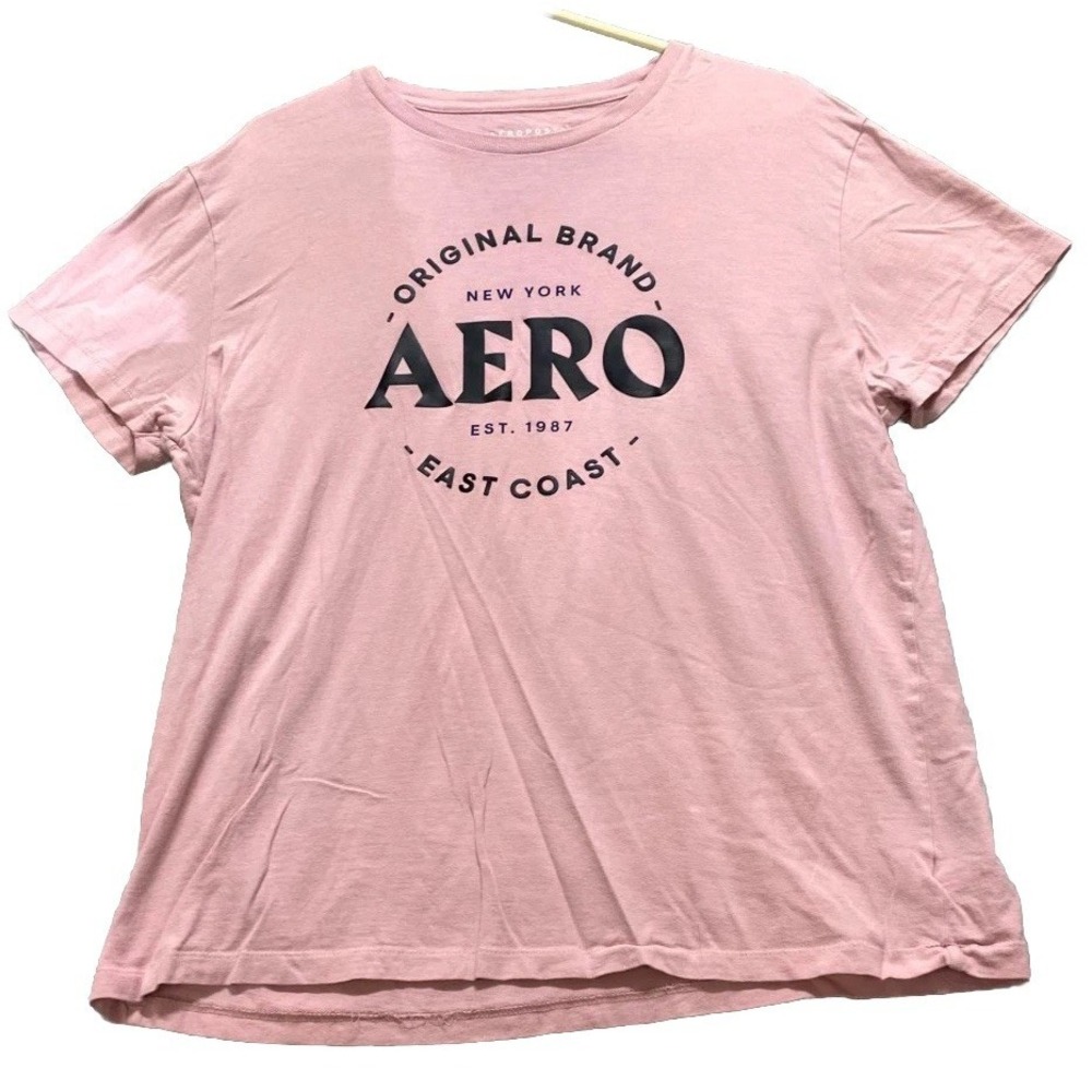 Aeropostale T-Shirt Womens XL Pink Spellout Graphic Cotton Casual Wear Crew Neck